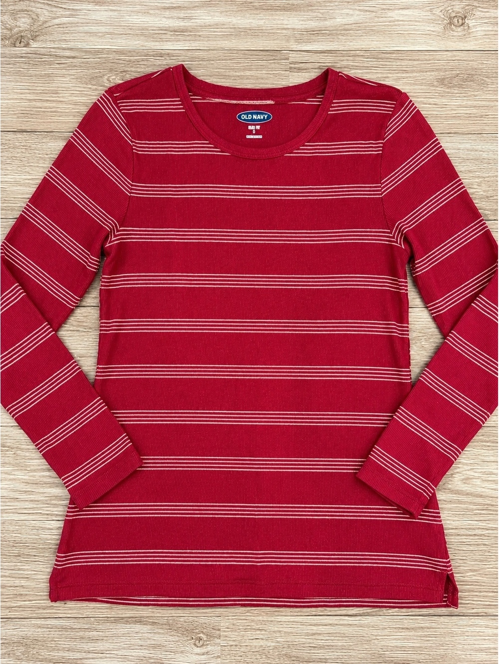 Old Navy Women's Long Sleeve Red Striped T-Shirt Size S